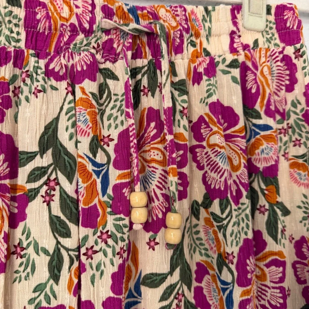 Artelier Nicole Miller Womens Boho‎ Floral Tiered Midi Skirt Size Small